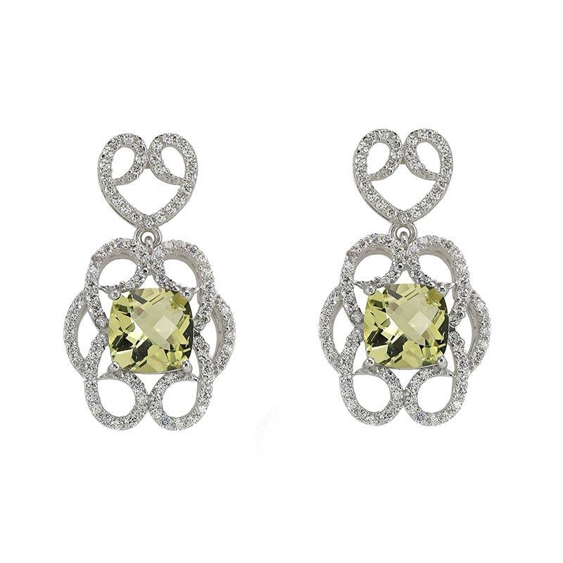 Lemon Quartz Cushion Earrings