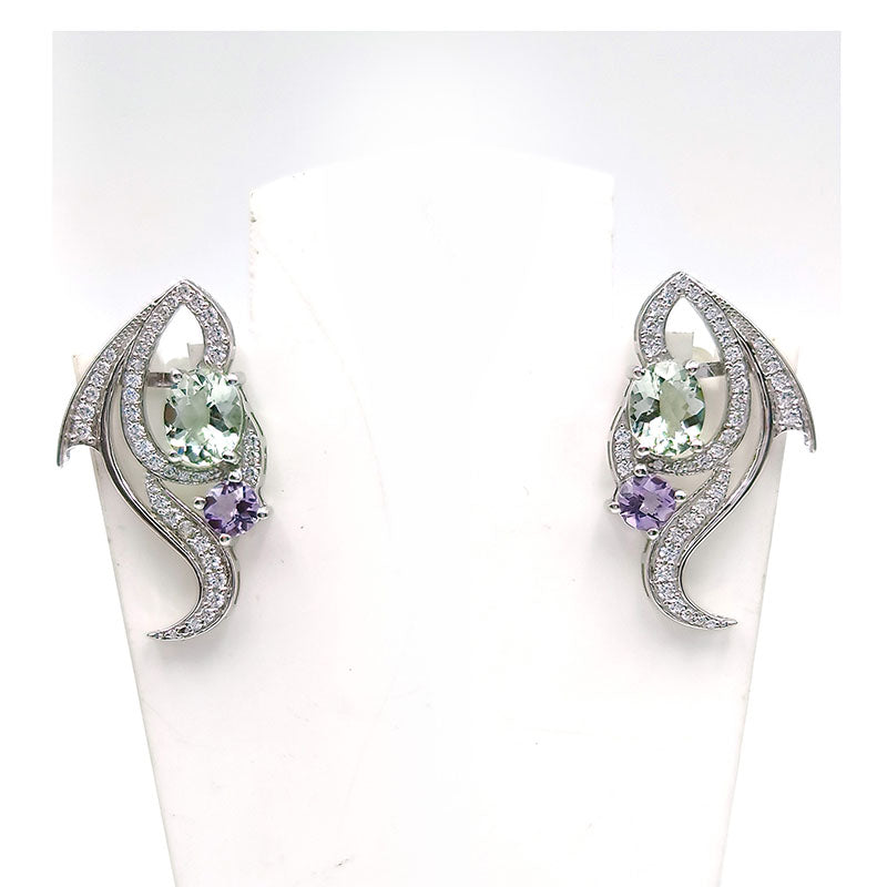 Amethyst and Prasiolite Multi Shape Earrings