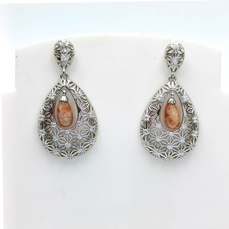 Sun Stone Drop Earrings