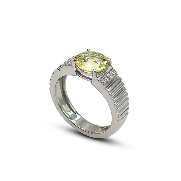 Lemon Quartz Round Rings