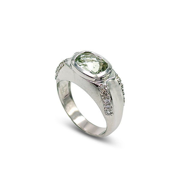 Prasiolite Cushion Rings