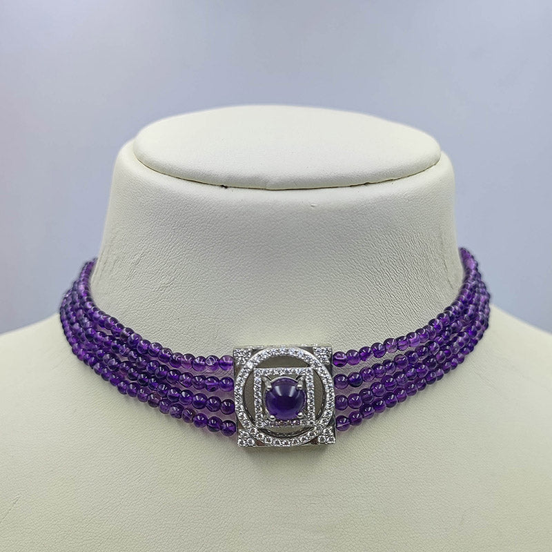 Amethyst Beads Round Necklace