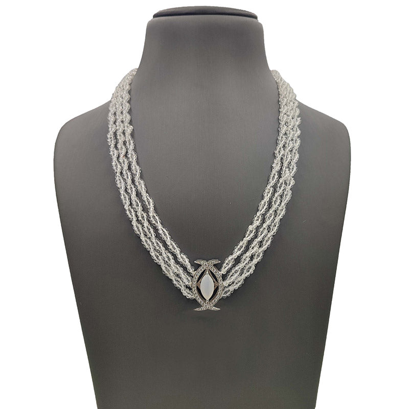 Crystal Beads and White Moonstone Necklace