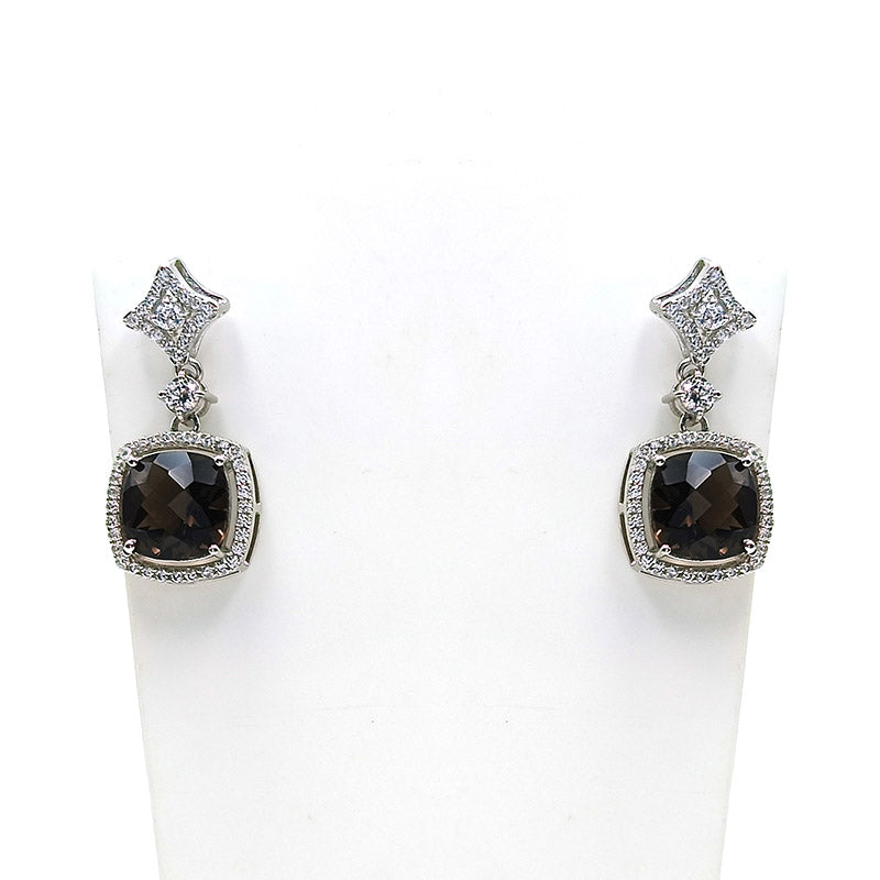 Smokey Quartz Cushion Earrings