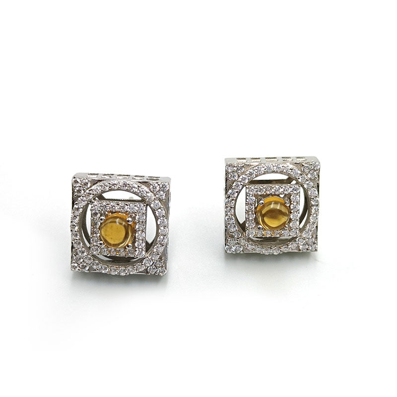Citrine Round Earrings