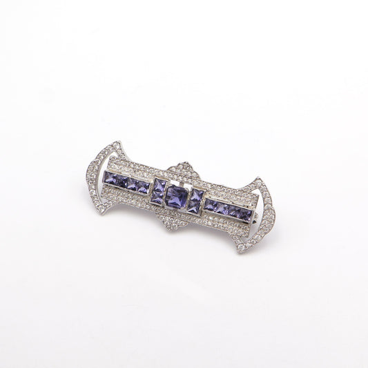Blue Topaz Deco Bar Brooch