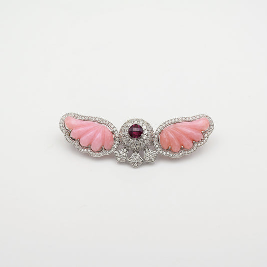 Iolite & Sea Blue Onyx Winged Angel Brooch
