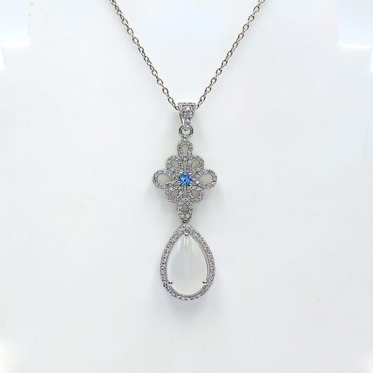 White Moonstone & Blue Topaz Celestial Drop Earrings