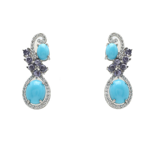 Turquoise and Iolite Earrings