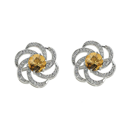 Citrine Round Earrings