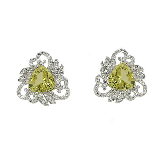 Lemon Quartz Trillion Earrings