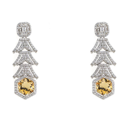 Citrine Hexagon Earrings