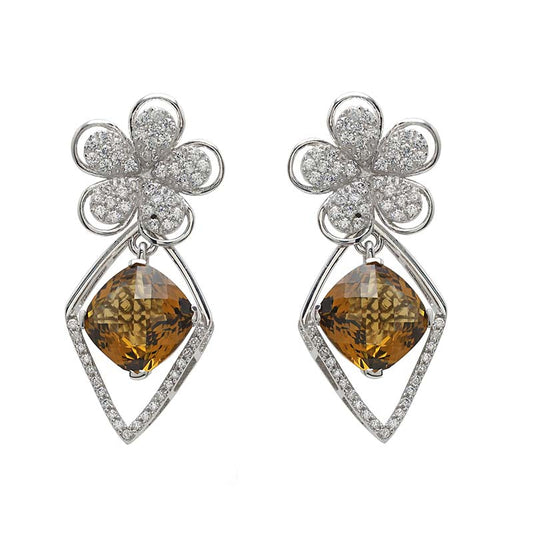 Beer Quartz Sugarloaf Earrings