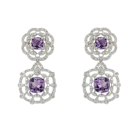 Amethyst Cushion Earrings