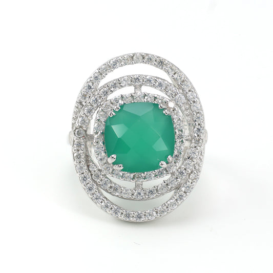 Green Onyx Cushion Rings