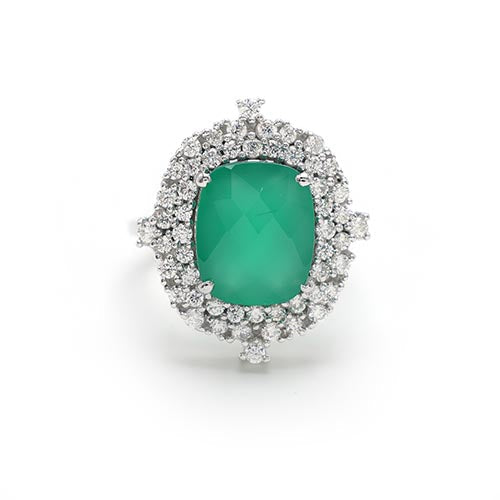 Green Onyx Cushion Rings