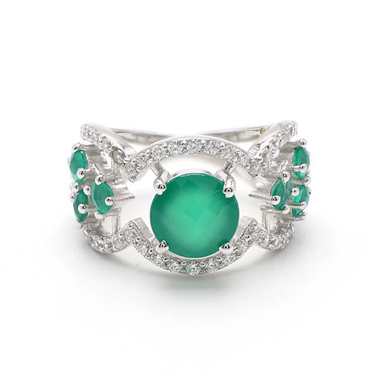 Green Onyx Round Rings