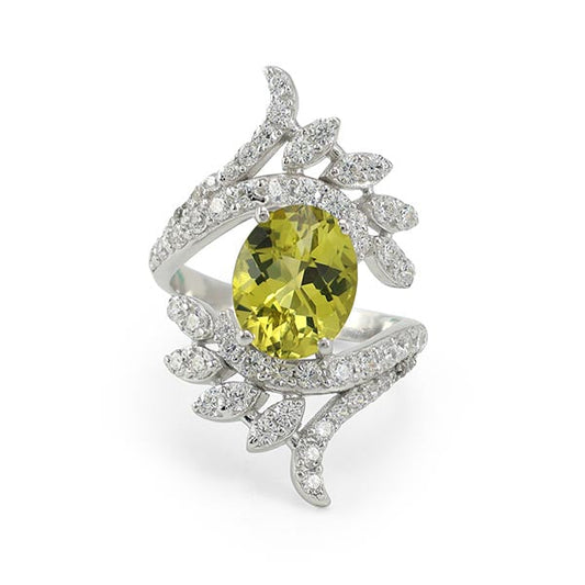 Lemon Quartz Oval Rings