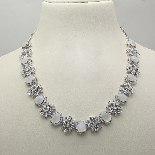 White Moonstone Oval Necklace