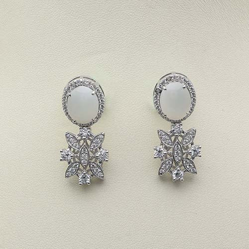 White Moonstone Oval Earrings