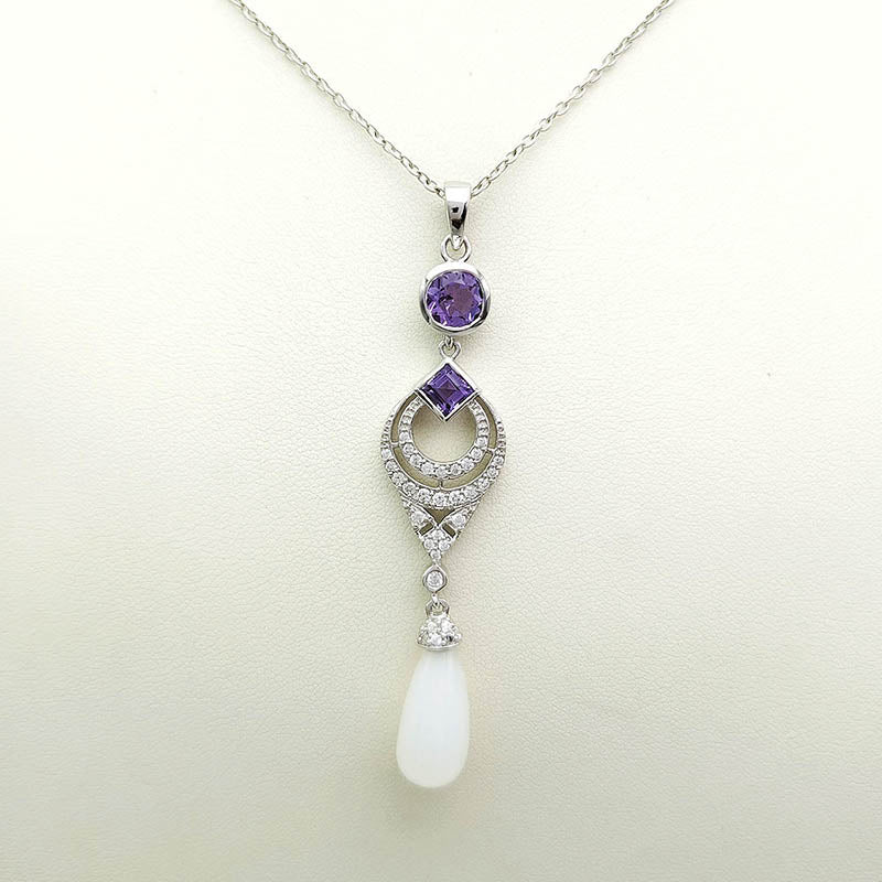 Amethyst and White Moonstone Multi Shape Pendants