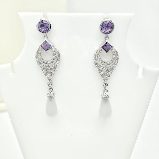 Amethyst and White Moonstone Multi Shape Earrings