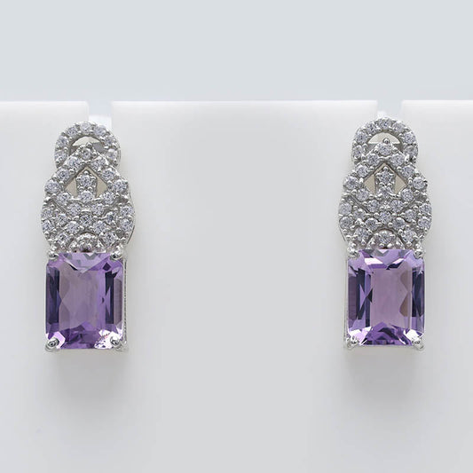Amethyst Octagon Earrings
