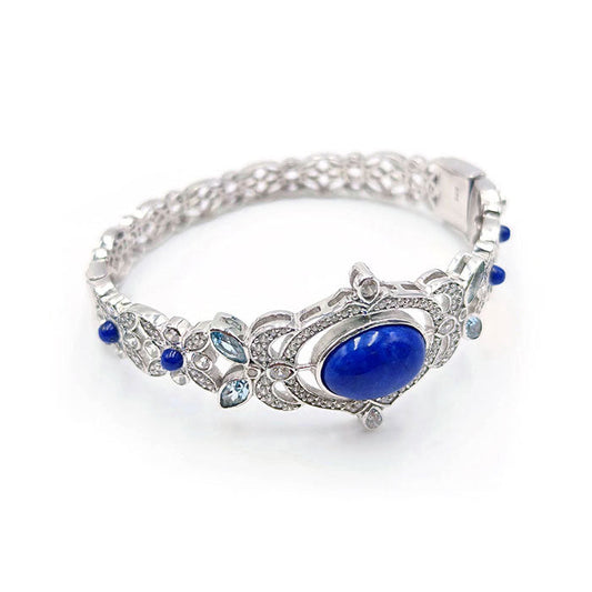 Lapis Lazuli and Blue Topaz Bangle