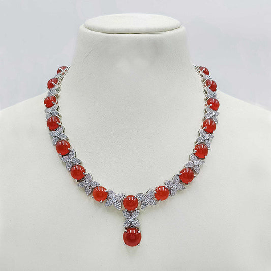 Red Onyx Round Necklace