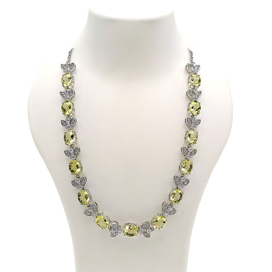 Lemon Quartz Oval Necklace