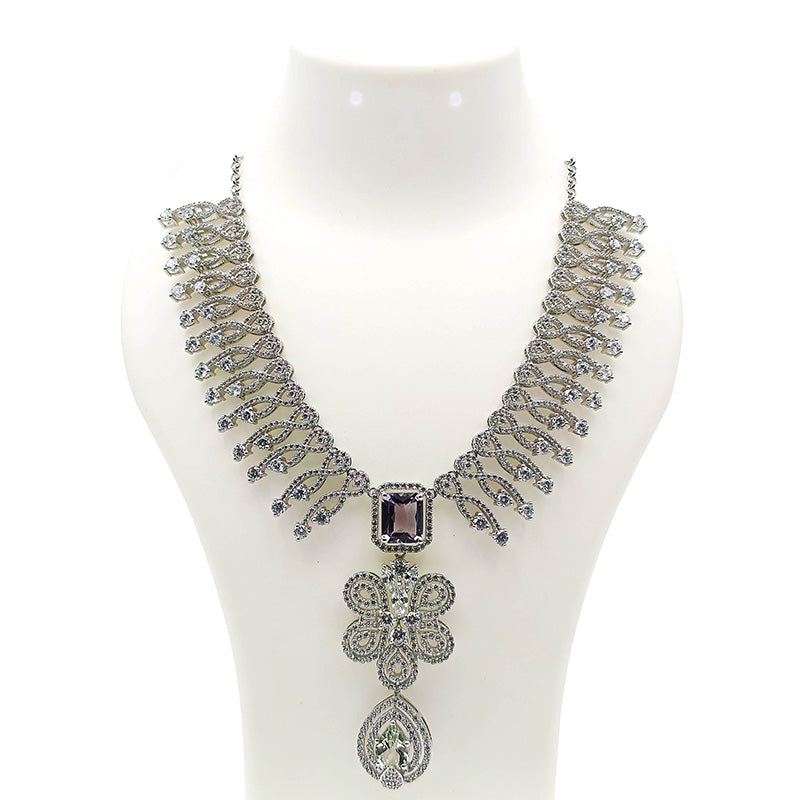 Amethyst and Prasiolite Multi Shape Necklace