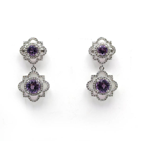 Amethyst Round Earrings