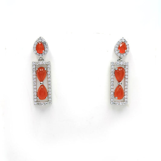 Red Onyx Pear Earrings