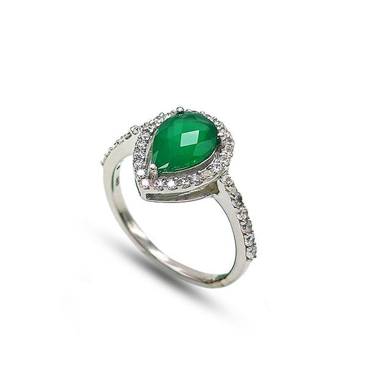 Green Onyx Pear Rings