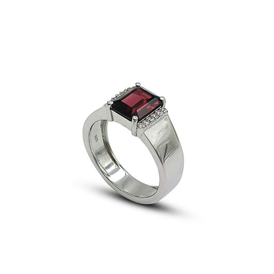Garnet Octagon Rings