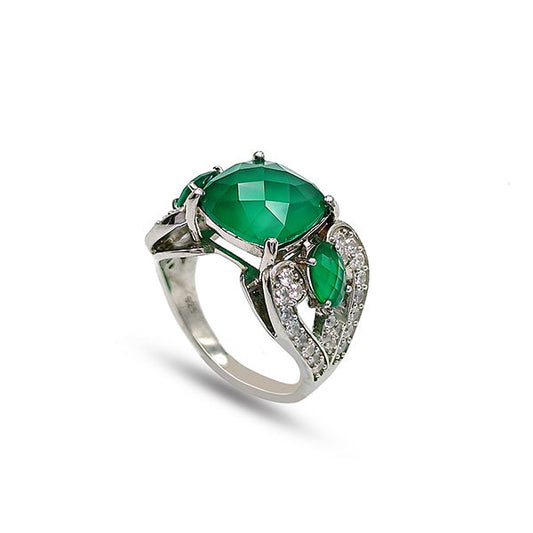 Green Onyx Cushion Rings