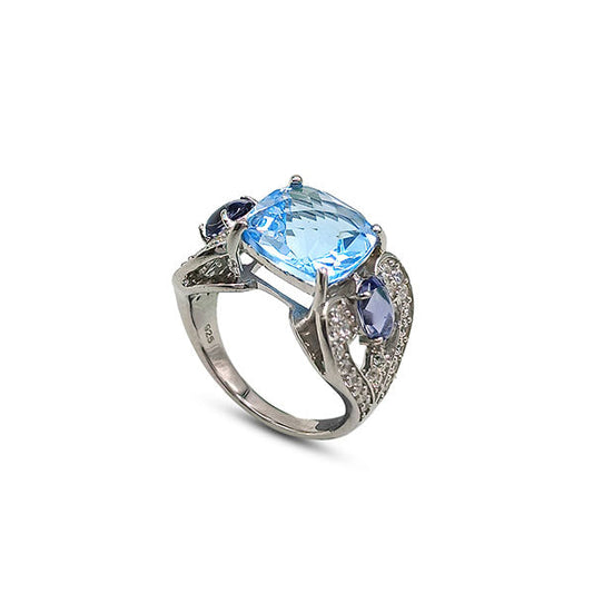 Blue Topaz and Iolite Rings
