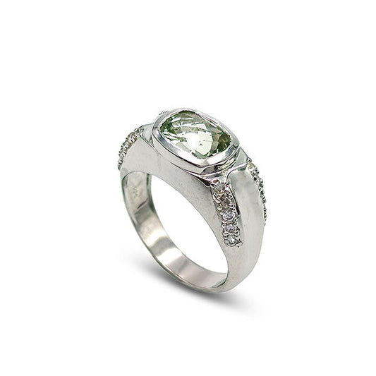 Prasiolite Cushion Rings