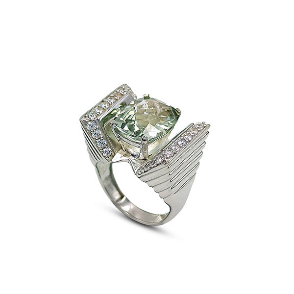 Prasiolite Cushion Rings