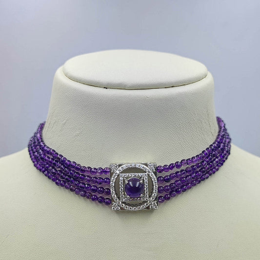 Amethyst Beads Round Necklace