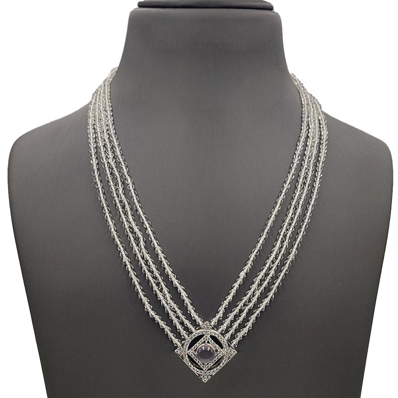 Crystal Beads and Rose Quartz Necklace