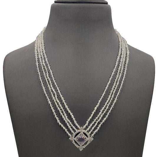 Crystal Beads and Rose Quartz Necklace