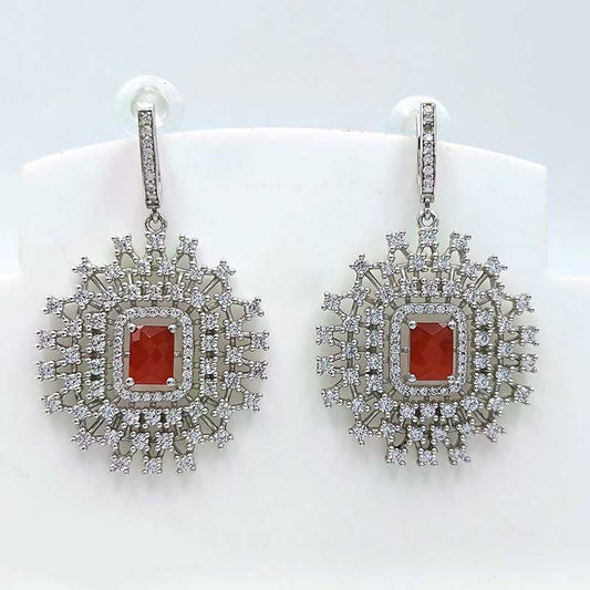 Red Onyx Octagon Earrings