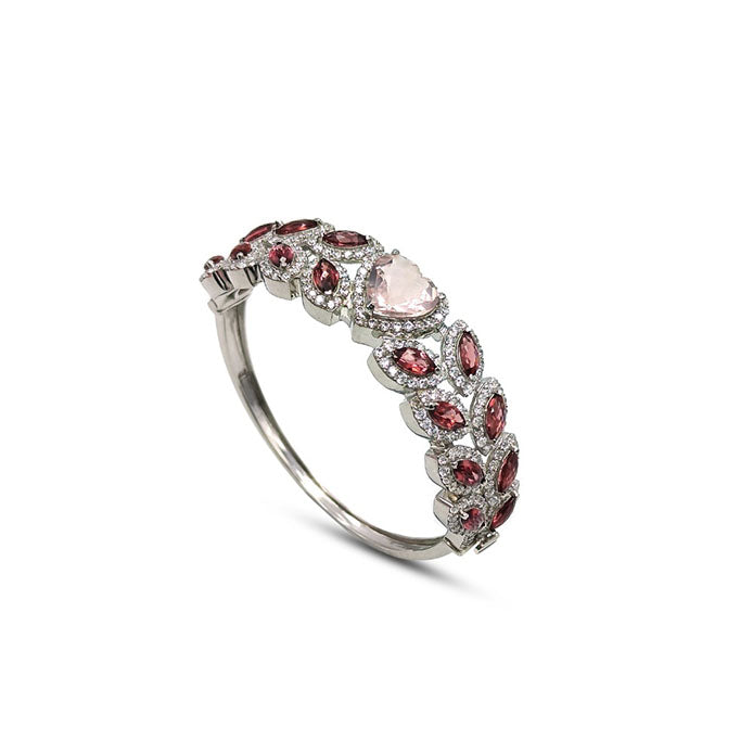 Rose Quartz and Garnet Bangle