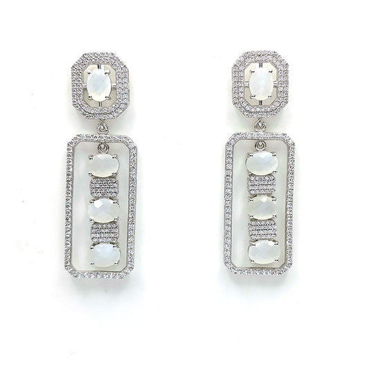 White Moonstone Oval Earrings