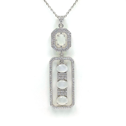 White Moonstone Oval Pendants