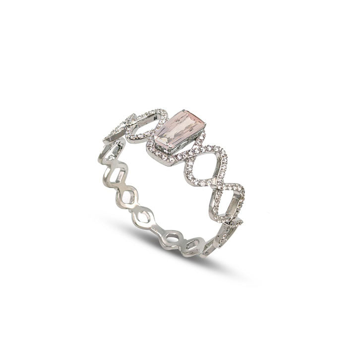 Rose Quartz Tapered Baguette Bangle