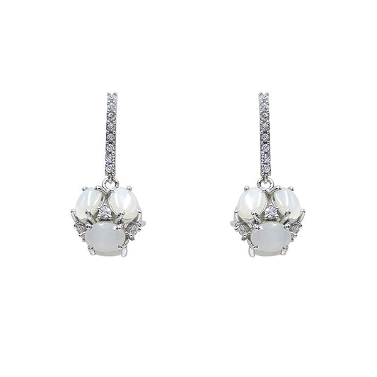 White Moonstone Oval Earrings