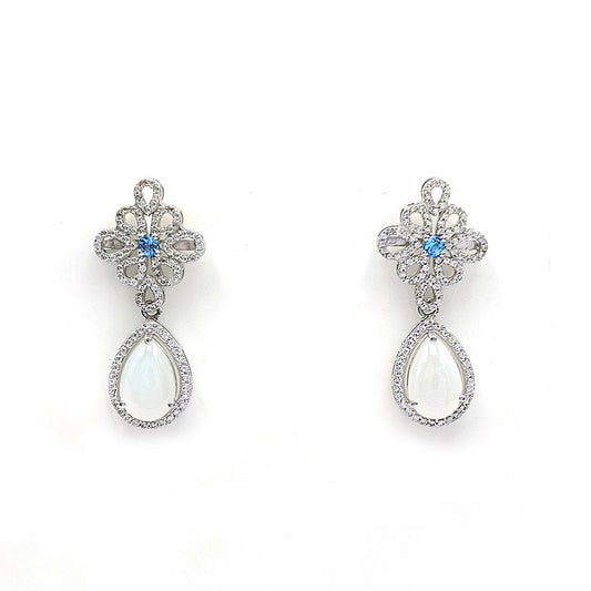 White Moonstone and Blue Topaz Earrings