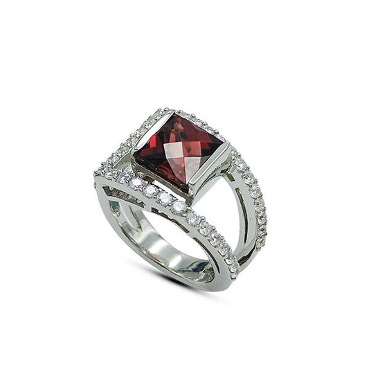 Garnet Square Rings